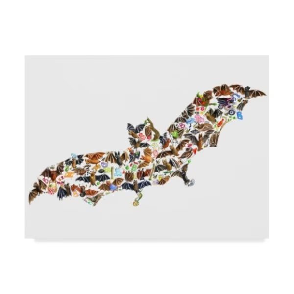 Louise Tate 'Bat Collage' Canvas Art, 18x24, Trademark Fine Art, Mfr#: ALI42733-C1824GG